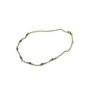 Ankle Bracelet Gold Chain14KTGF With Blue Glass Beads